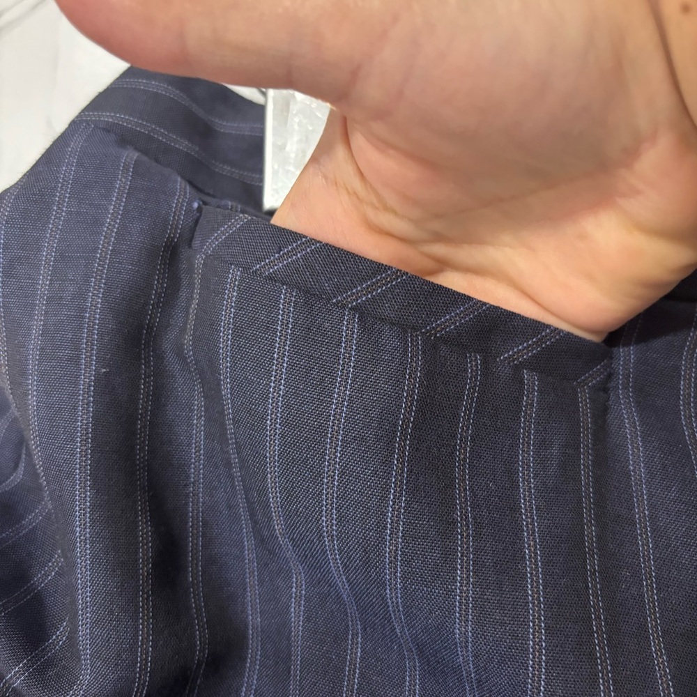 Portfolio Louben Size 12 Navy Blue Pinstripe Dress Pants Career Office Trousers - Picture 8 of 15